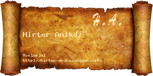 Hirter Anikó névjegykártya